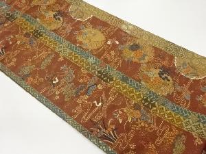 縞に花鳥・雪輪模様織出し袋帯